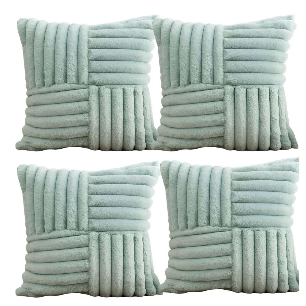 GENERICO - PACK DE 4 FUNDAS PELUDA EMPALMADA CELESTE