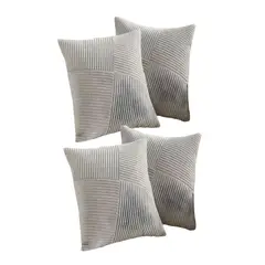 GENERICO - PACK DE 4 FUNDAS DE COJIN FELPA GRIS