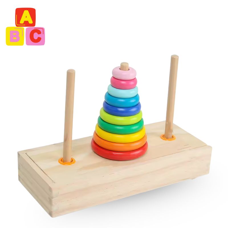 ABC - Torre de Hanoi Arcoíris de Madera  Juguete Educativo Montessori