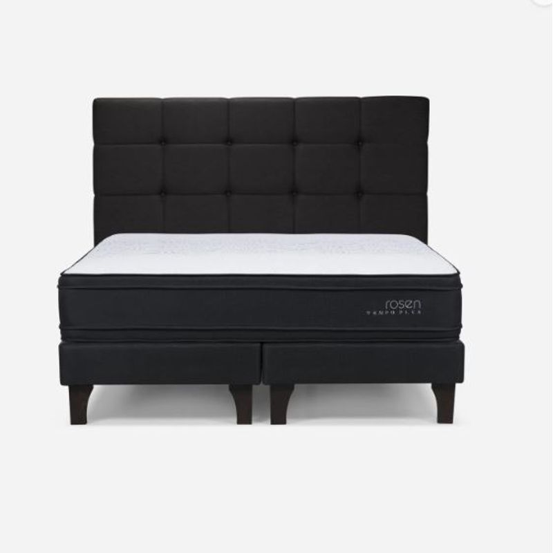 ROSEN - Cama Europea Tempo Plus 2 Plazas Respaldo Issey Grafito Rosen