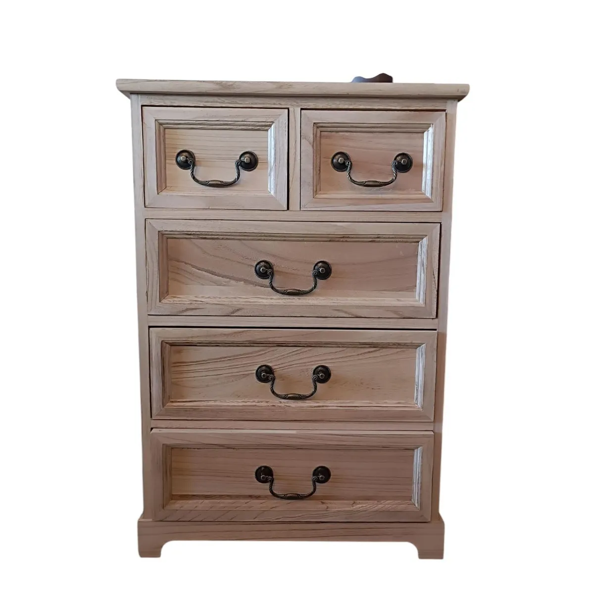 GENERICO - MUEBLE MADERA FUNCIONAL COLOR NATURAL 5 CAJONES