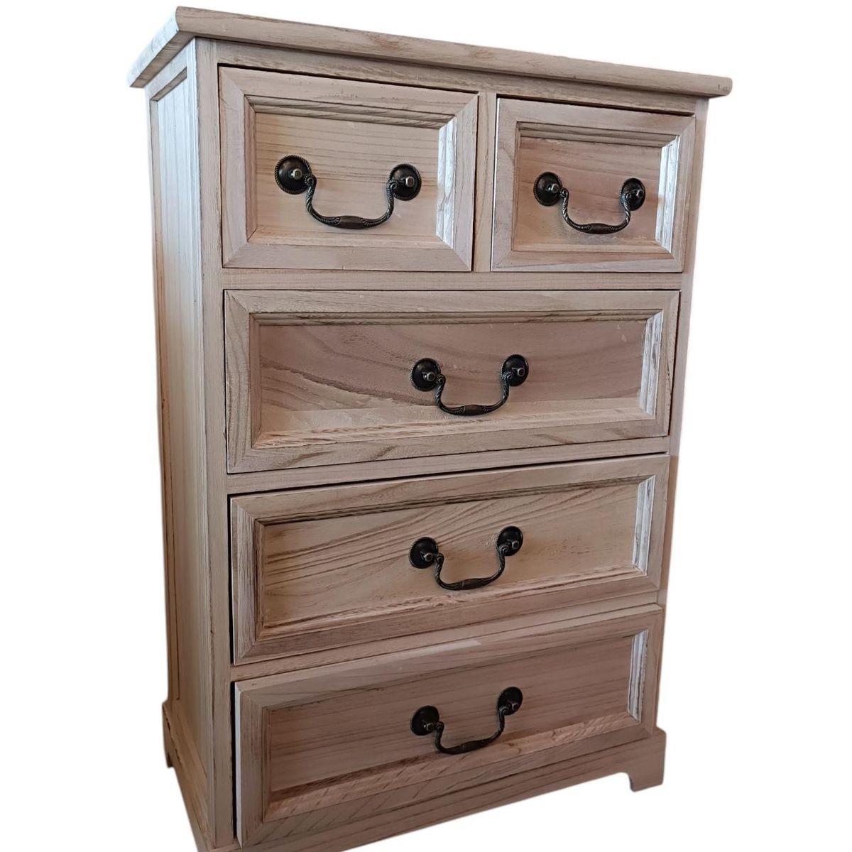 GENERICO - MUEBLE MADERA FUNCIONAL COLOR NATURAL 5 CAJONES