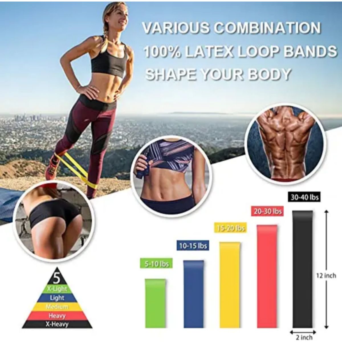 GENERICO - Kit Bandas De Resistencia Versátil Y Efectivo 17 Piezas