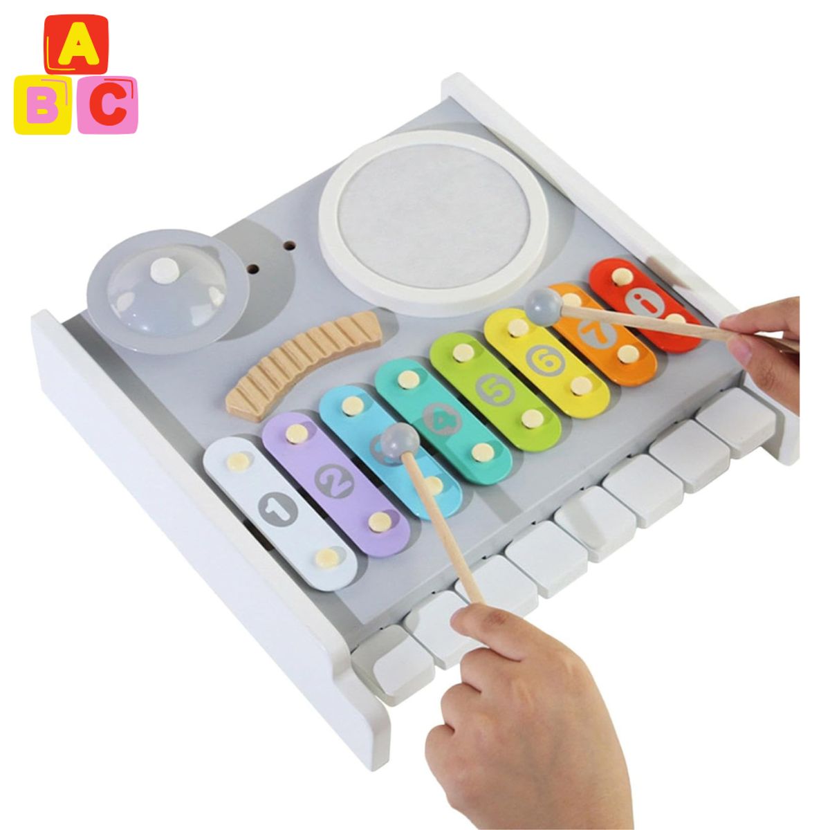 ABC - Instrumento Musical de Madera para Niños – Xilófono 3 en 1