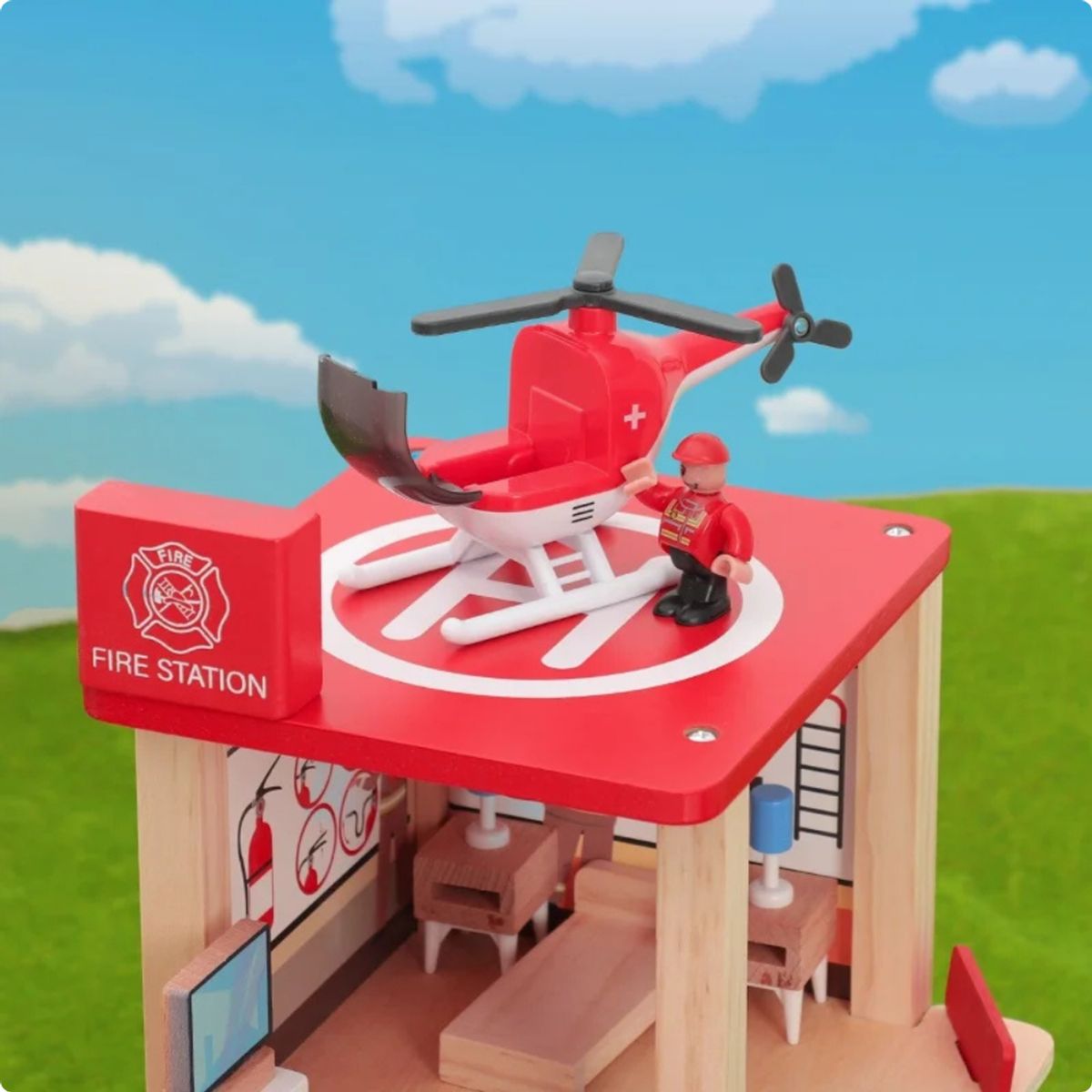 ABC - Estación de Bomberos de Madera  Juguete Educativo Montessori