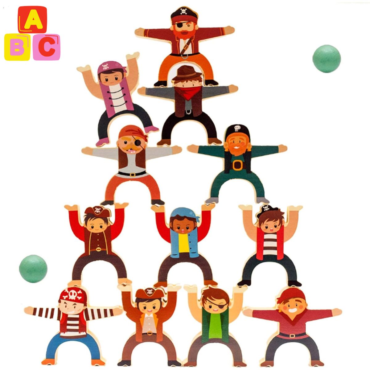 ABC - Juego de Equilibrio Pirata de Madera  Apila y Aventura