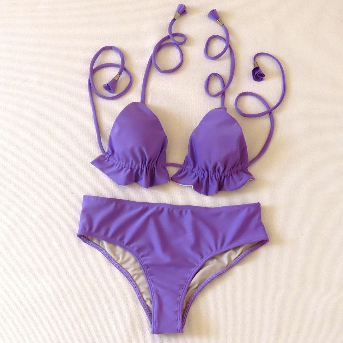 CREA PRINT - Traje de Baño  Bikini  mod. DELICIA  Top  Triángulos y Bottoms sin amarre