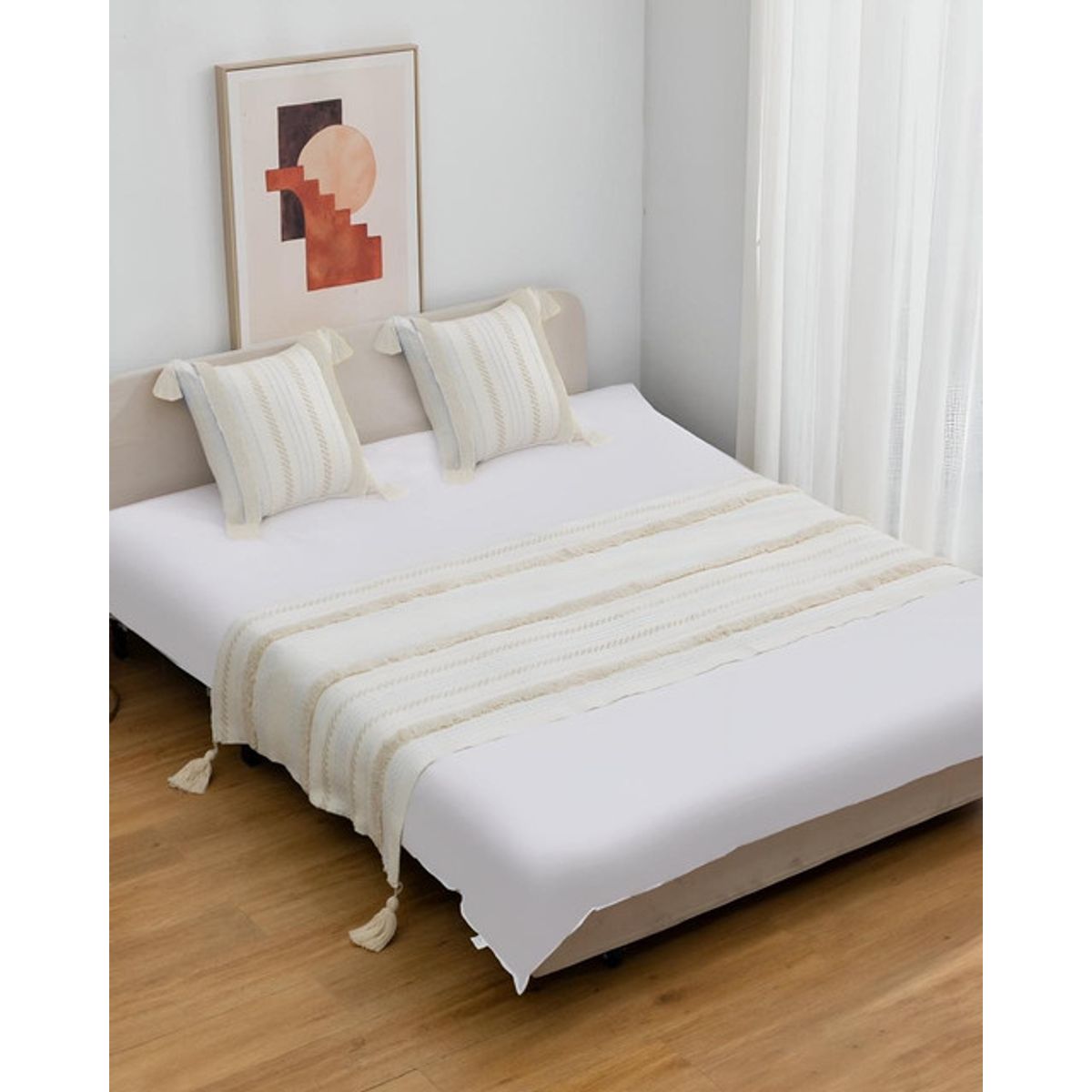 GENERICO - JUEGO DE PIECERA DE CAMA CON 2 FUNDAS MODELO BOHO