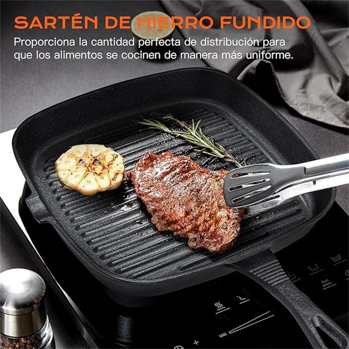 ANYHOGAR - Sartenes De Hierro Fundido Juego De Sartenes 5 Piezas