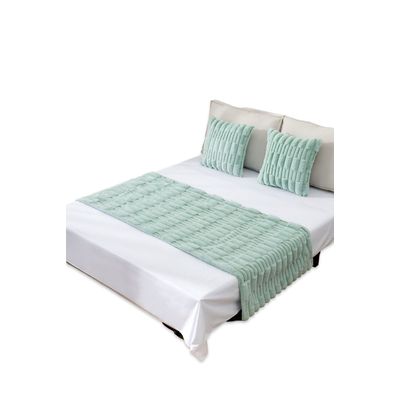Imagen 2 del producto JUEGO DE PIECERA DE CAMA CON 2 FUNDAS MODELO BAMBÚ VERDE MENTA