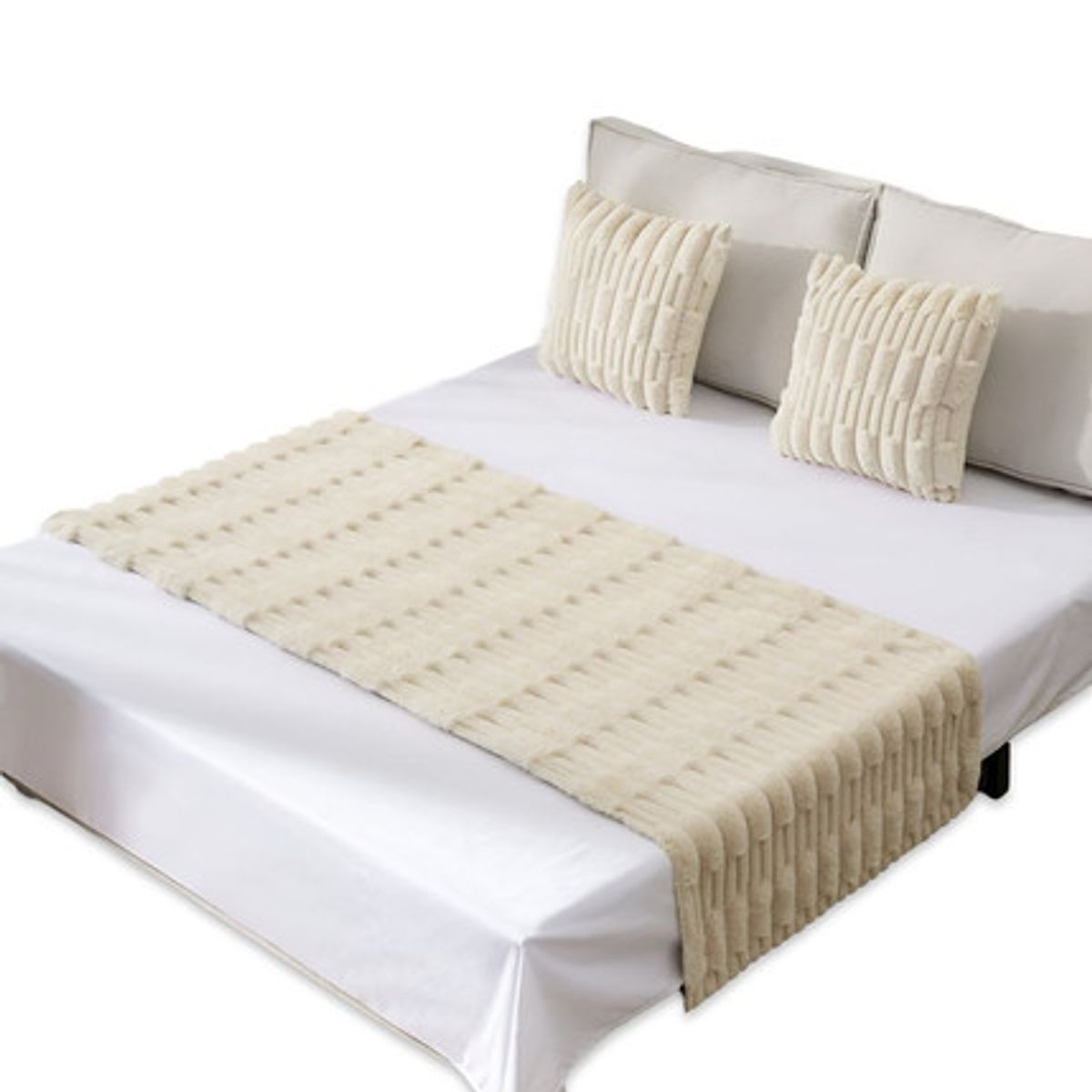 GENERICO - PIECERA DE CAMA DECORATIVA MODELO BAMBÚ BEIGE