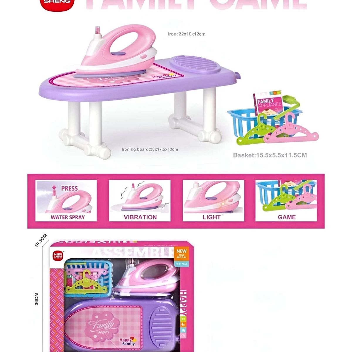 GENERICO - JUGUETE PLANCHA DE ROPA CON LUZ Y SONIDO Y CON MESA