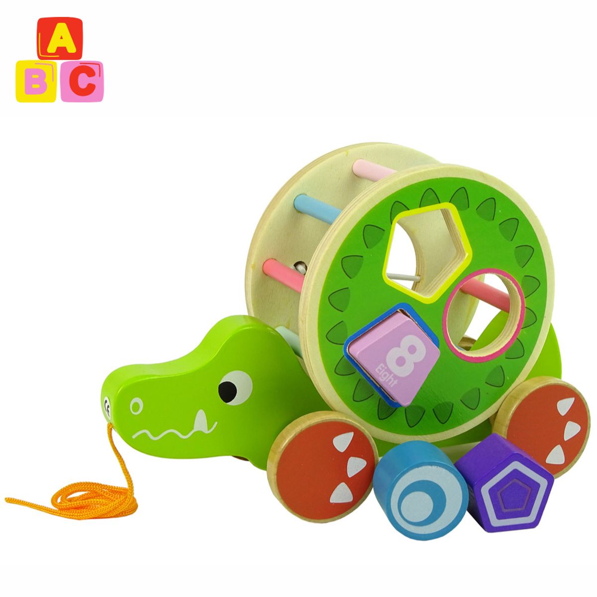 ABC - Cocodrilo Clasificador de Figuras y Arrastre en Madera