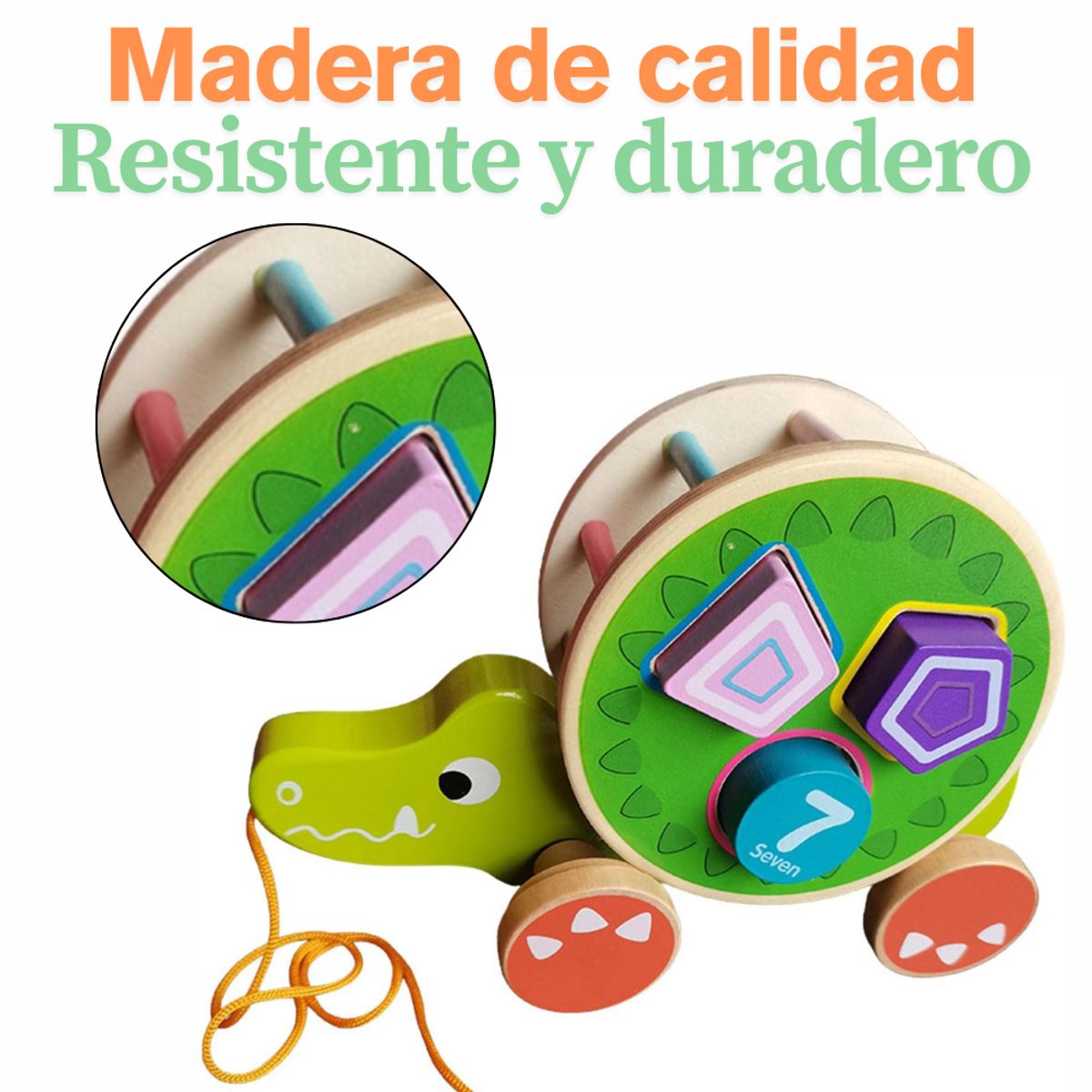 ABC - Cocodrilo Clasificador de Figuras y Arrastre en Madera