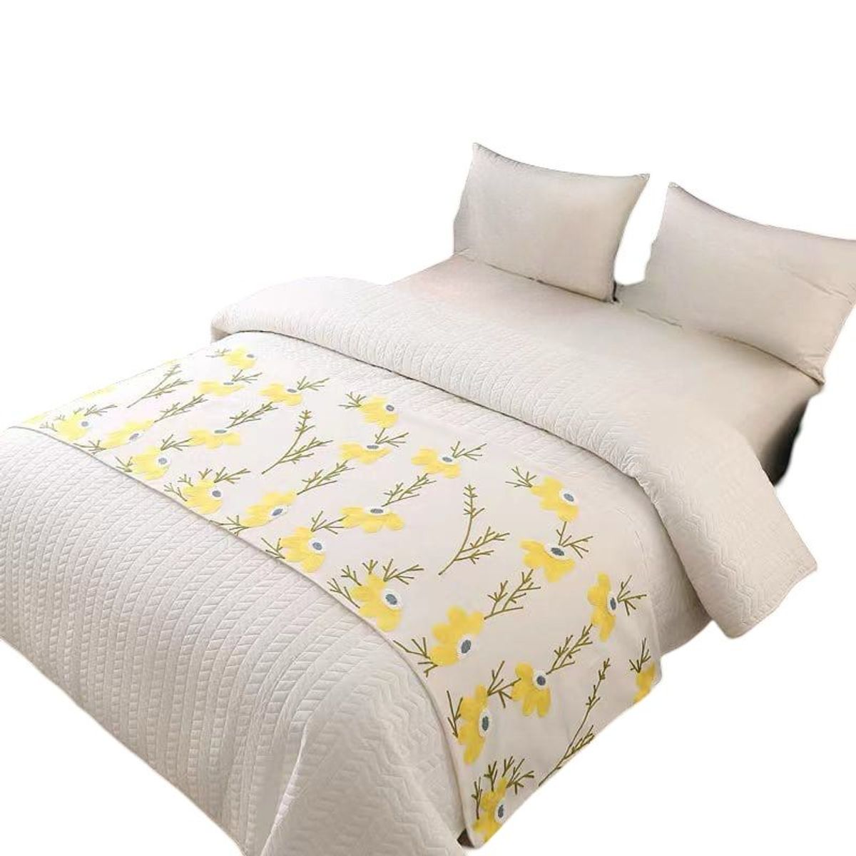 GENERICO - PIECERA DE CAMA BORDADA DECORATIVA 60X200 CM