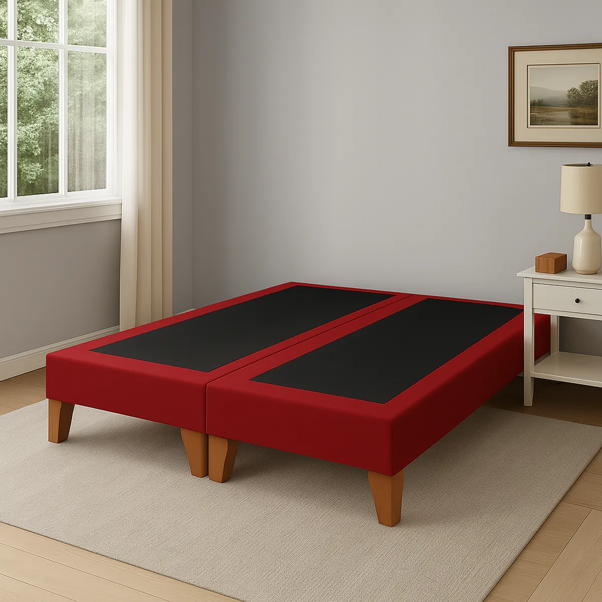 GENERICO - Base De Cama 2 Plazas Rojo