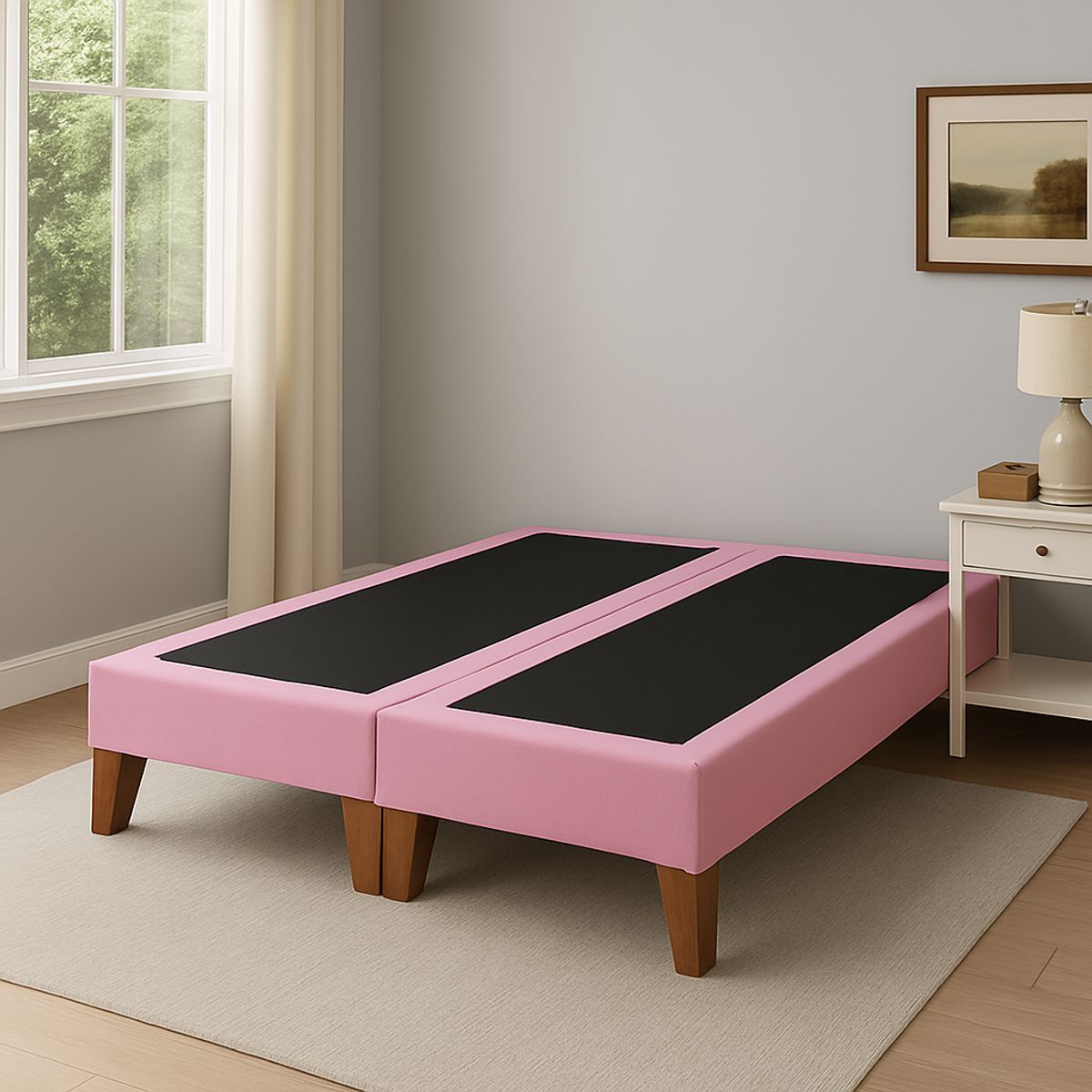 GENERICO - Base De Cama 2 Plazas Rosado