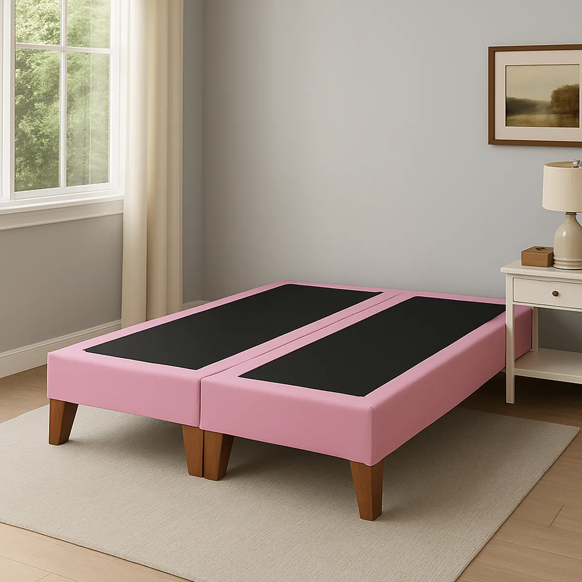 GENERICO - Base De Cama 2 Plazas Rosado