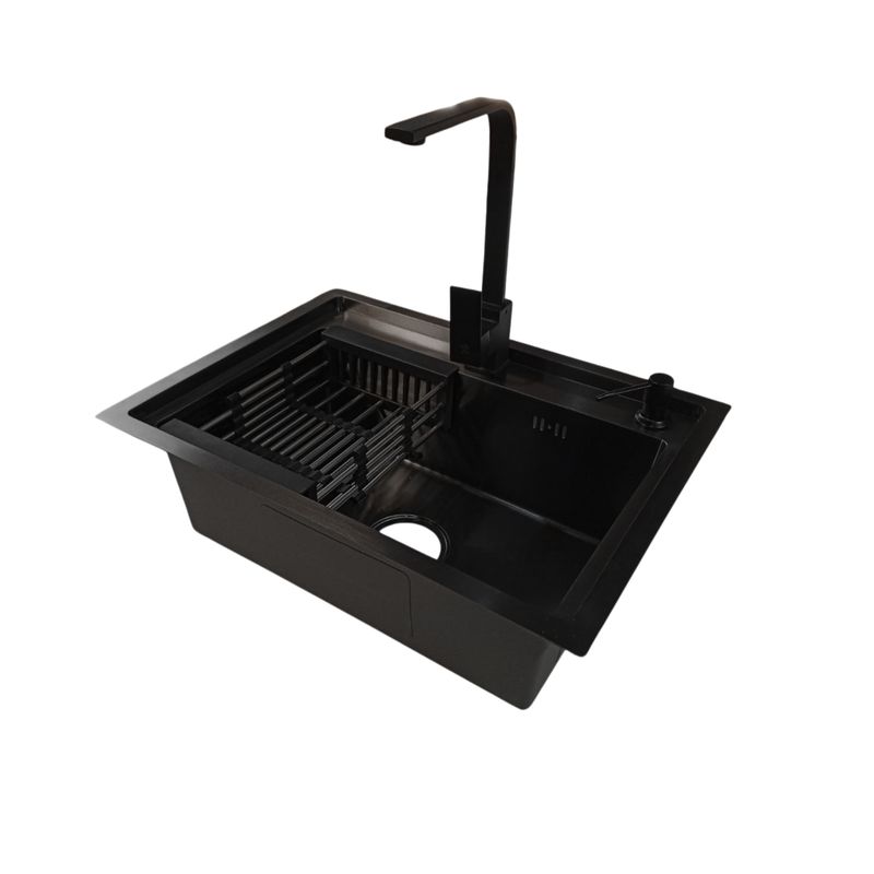 MODERN SPACE - Lavaplatos 60x45 Cm Negro Acero Inox + Accesorios + Llave