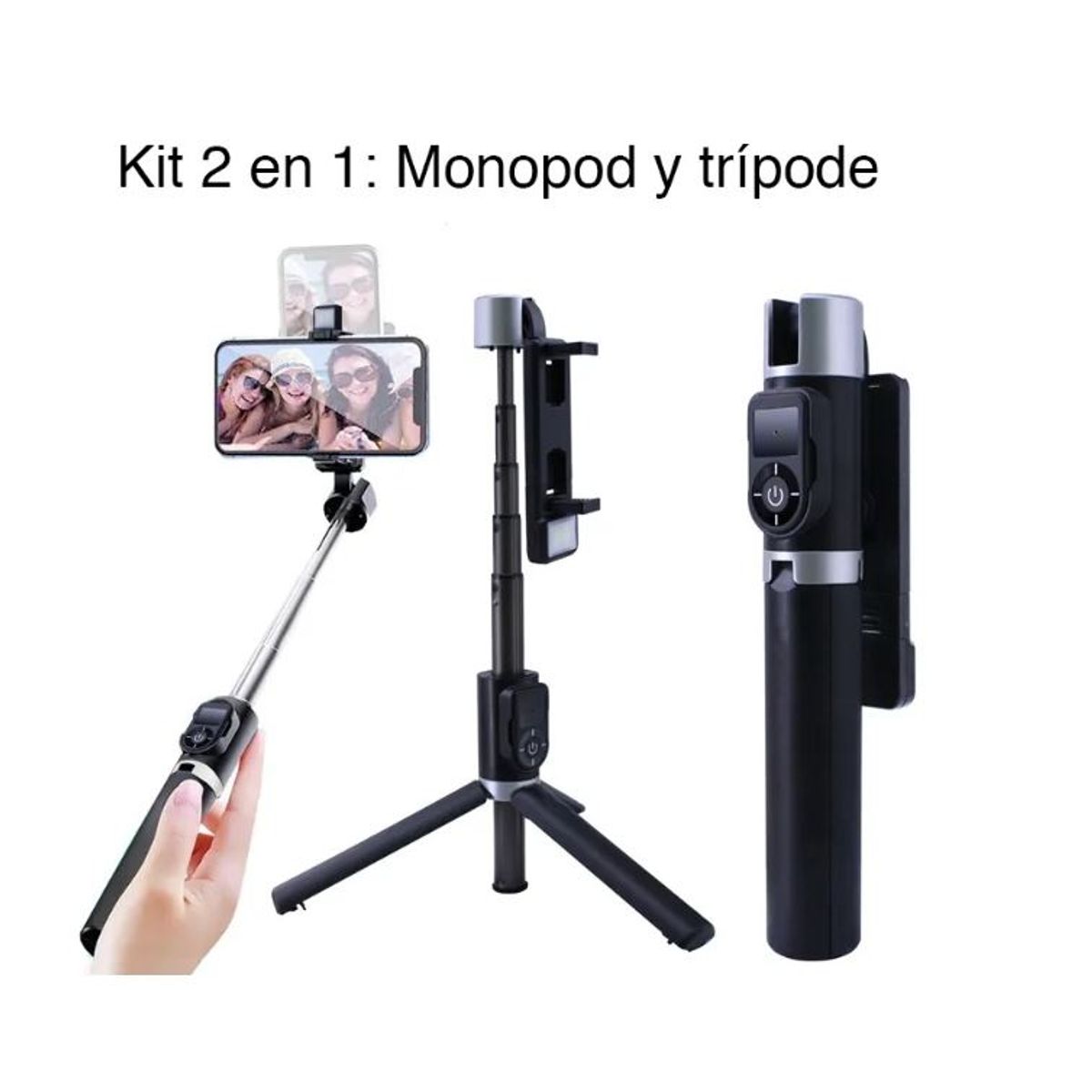GENERICO - Selfie Baston P70 con Tripoder Black Monopod Bluetooth