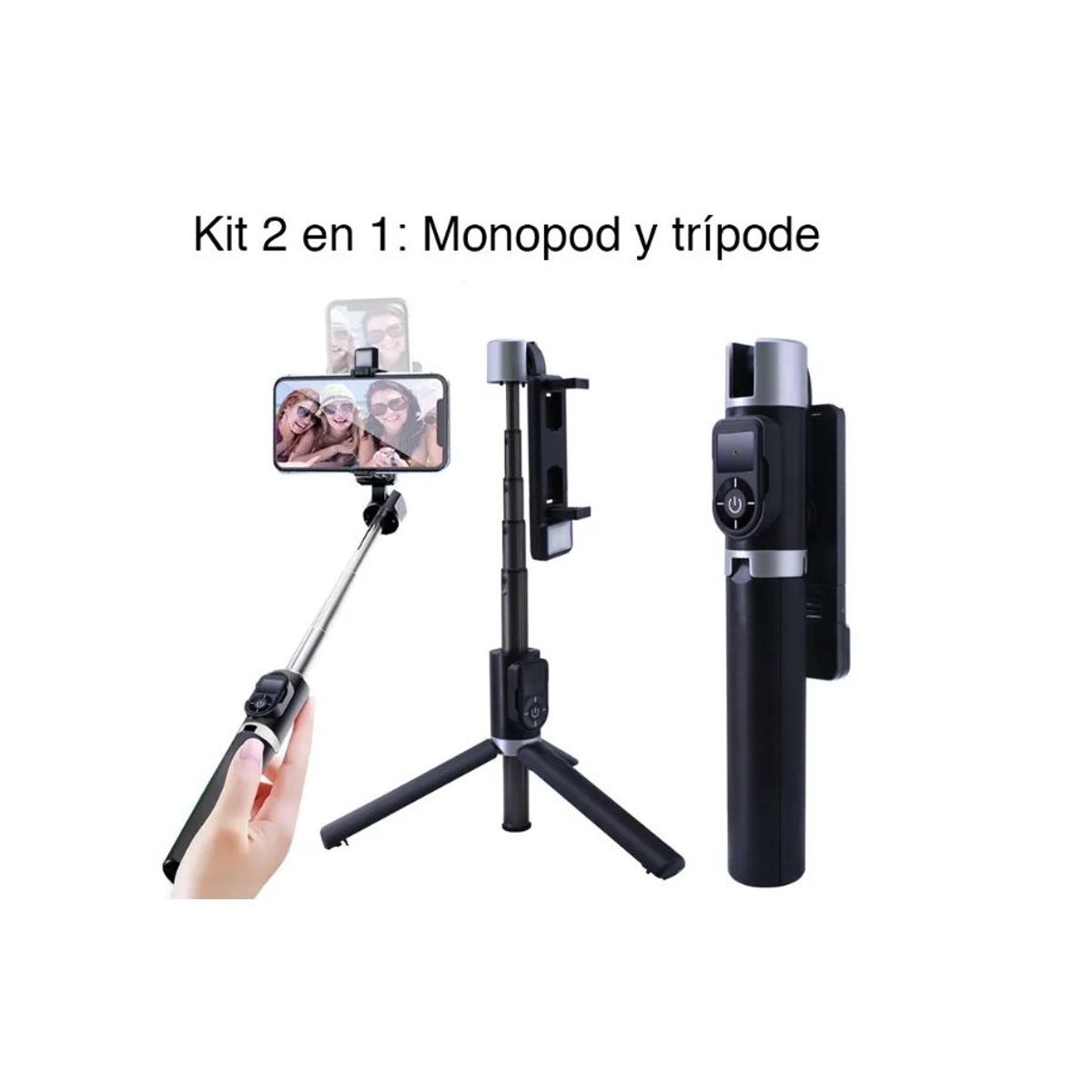 GENERICO - Selfie Baston P70 con Tripoder Black Monopod Bluetooth