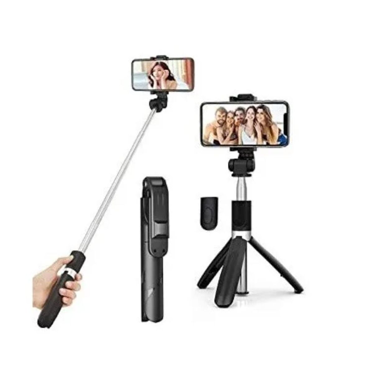 GENERICO - Monopod Black XT-02 Selfie Baston  Bluetooth