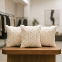 Pack 3 fundas cojín blanca pelo trenzado suave dormitorio 758