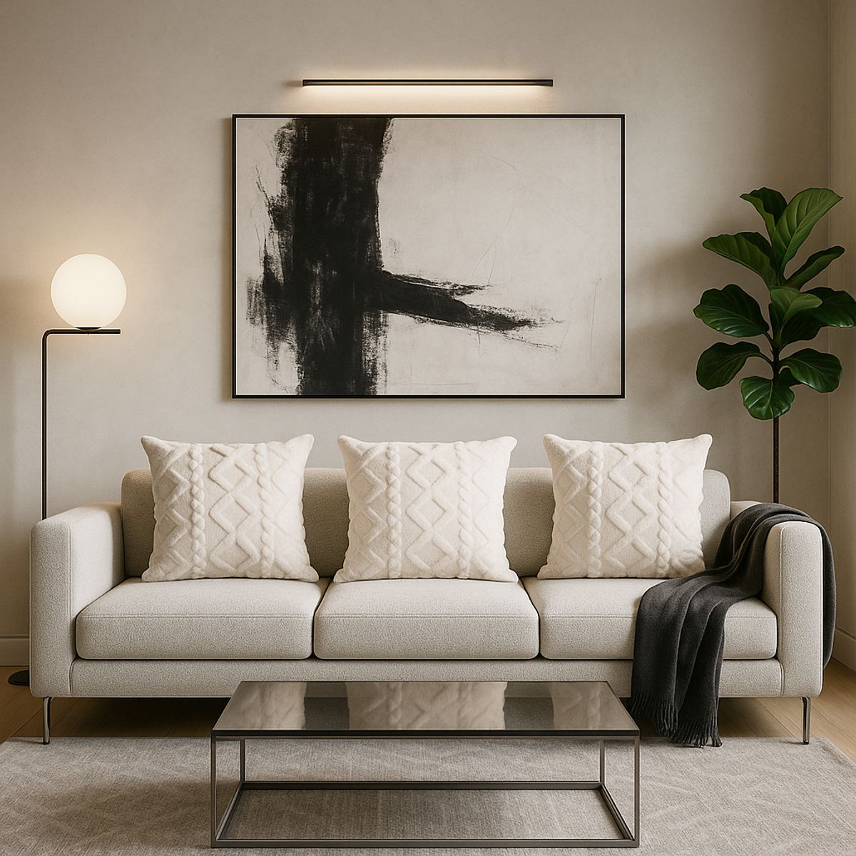 ARMONIA - Pack 3 fundas cojín pelo trenzado blanco suave 45x45 decoración 758