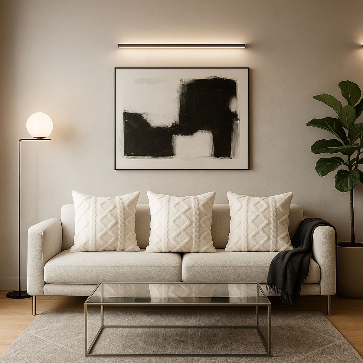 ARMONIA - Pack 3 fundas decorativas pelo trenzado blanco suave living Chile 758