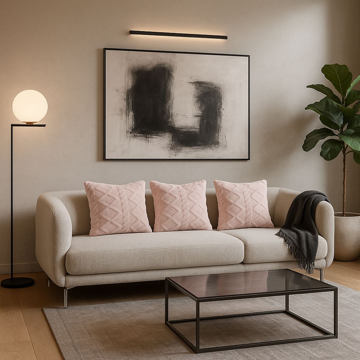 ARMONIA - Pack 3 fundas decorativas rosa pelo trenzado suave living Chile 758