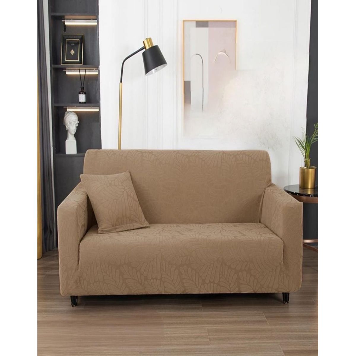 GENERICO - Funda Sofá 3 Cuerpos Texturizada Ajustable café claro
