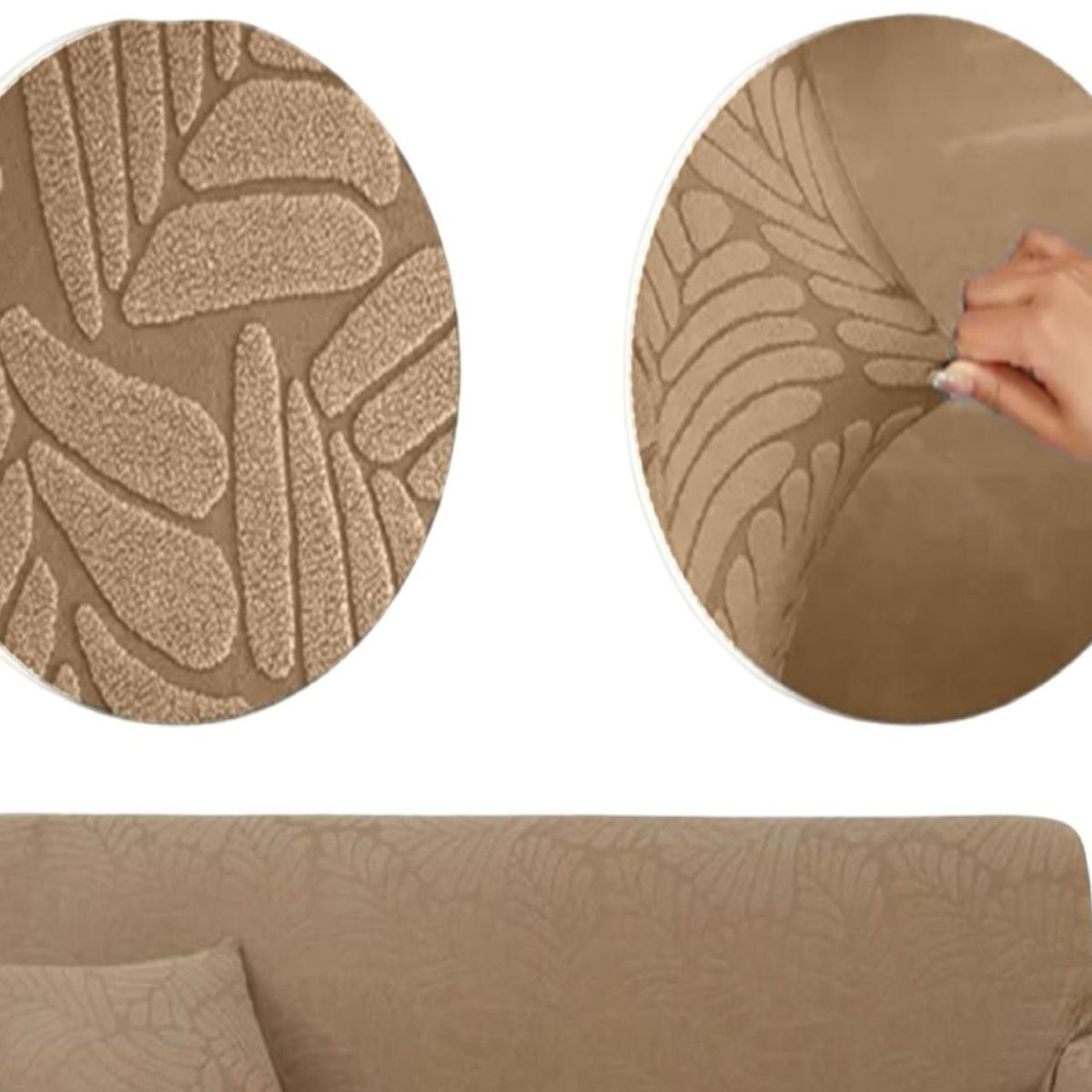 GENERICO - Funda Sofá 3 Cuerpos Texturizada Ajustable café claro