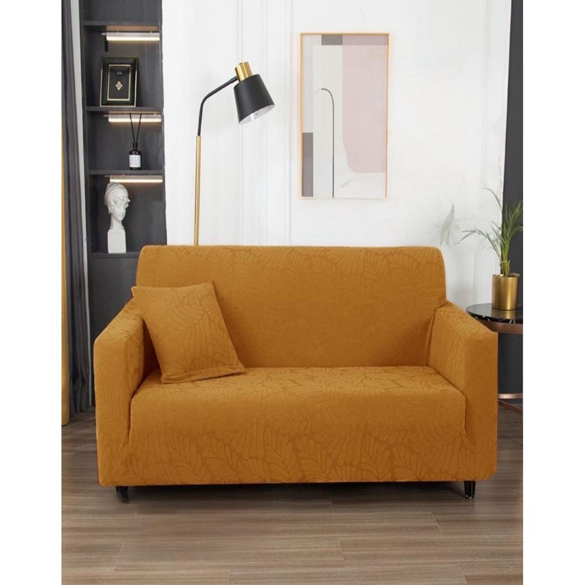 GENERICO - Funda Sofá 3 Cuerpos Texturizada Ajustable mostaza