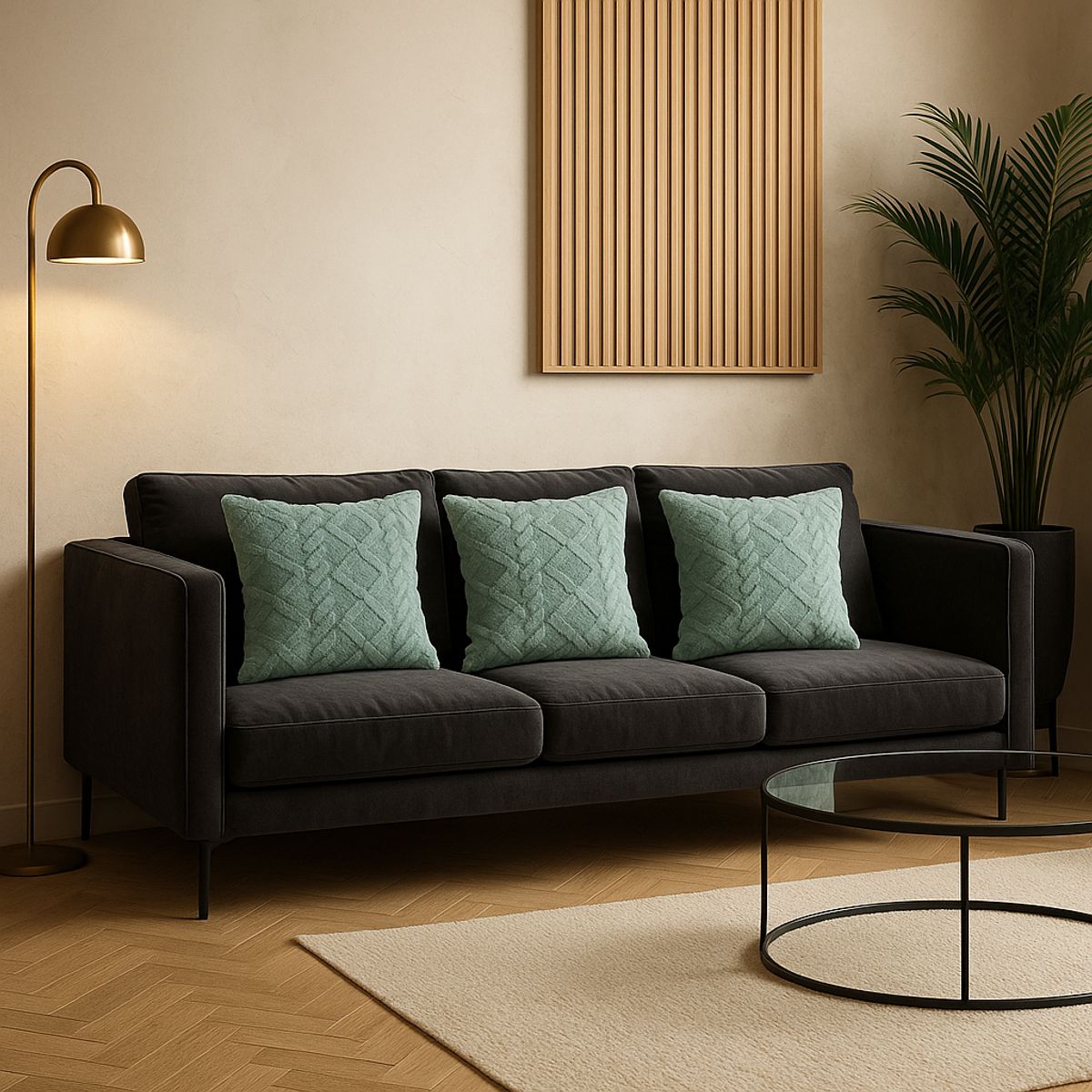 ARMONIA - Pack 3 fundas decorativas turquesa pelo trenzado suave living Chile 758