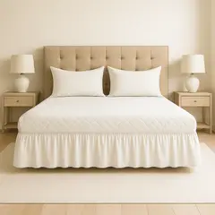 ARMONIA - Faldón cama doble blanco 25 plazas acolchado moderno
