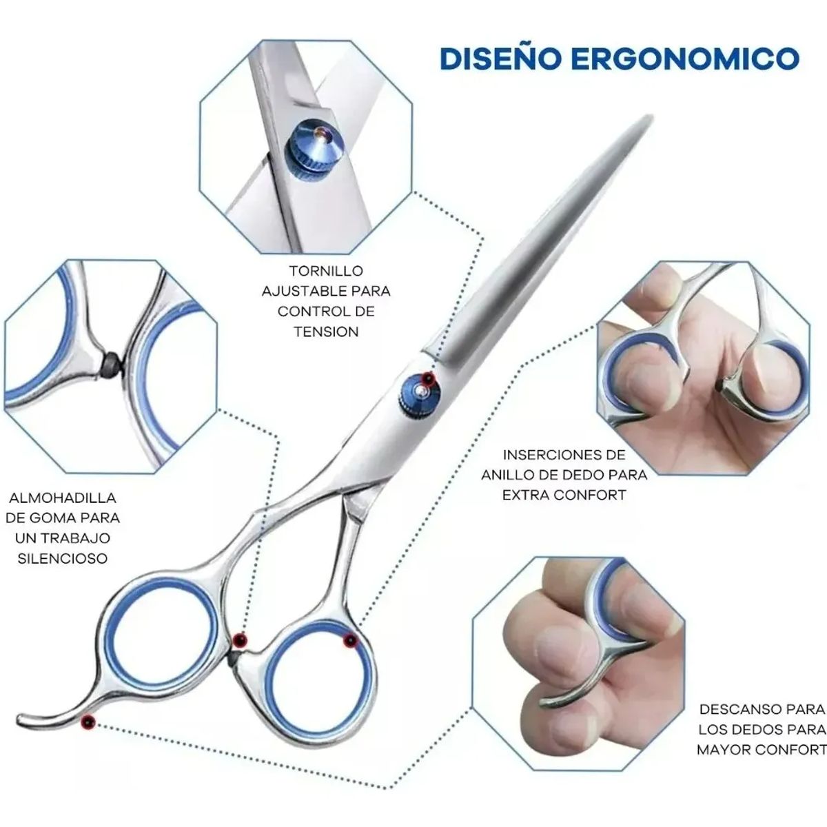 GENERICO - 5 Tijeras Peluqueria Canina Profesional De Acero Inoxidable