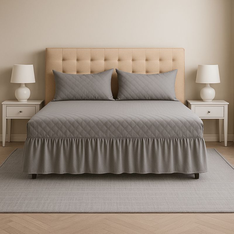 ARMONIA - Faldón gris 25 plazas doble acolchado con fundas extras