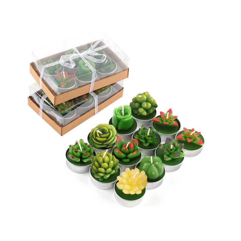 GENERICO - 12pcs Velas Aromaticas Decorativas Cactus Suculenta Verdes