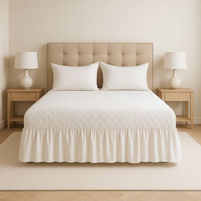 Imagen 2 del producto Faldón blanco cama 15 plazas doble incluye funda adicional