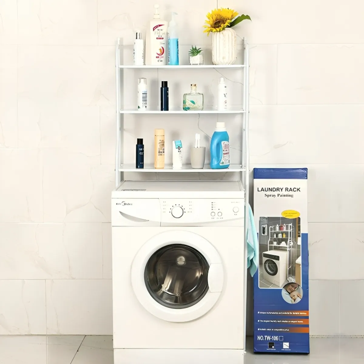 SIRENA - Rack organizador para lavadora o baño estructura metálica ajustable
