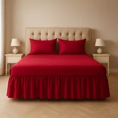 ARMONIA - Faldón doble burdeo 25 plazas diseño acolchado para cama