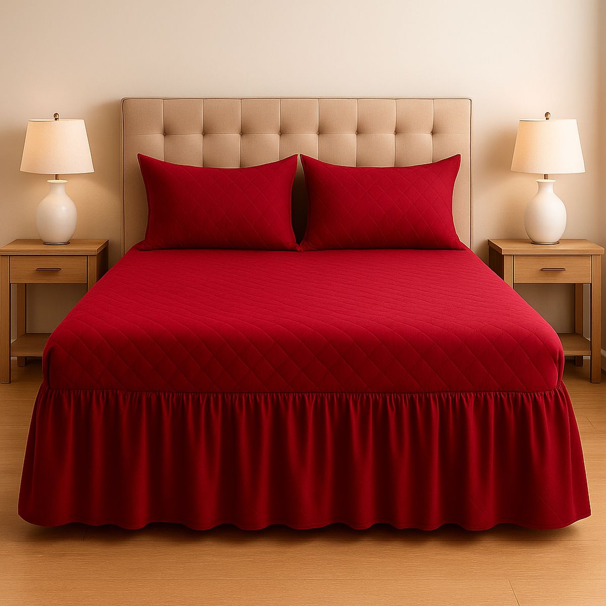 ARMONIA - Faldón doble 25 plazas burdeo estilo acolchado elegante