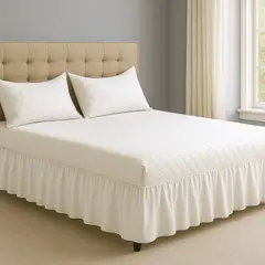 ARMONIA - Faldón cama 15 plazas blanco doble con funda protectora