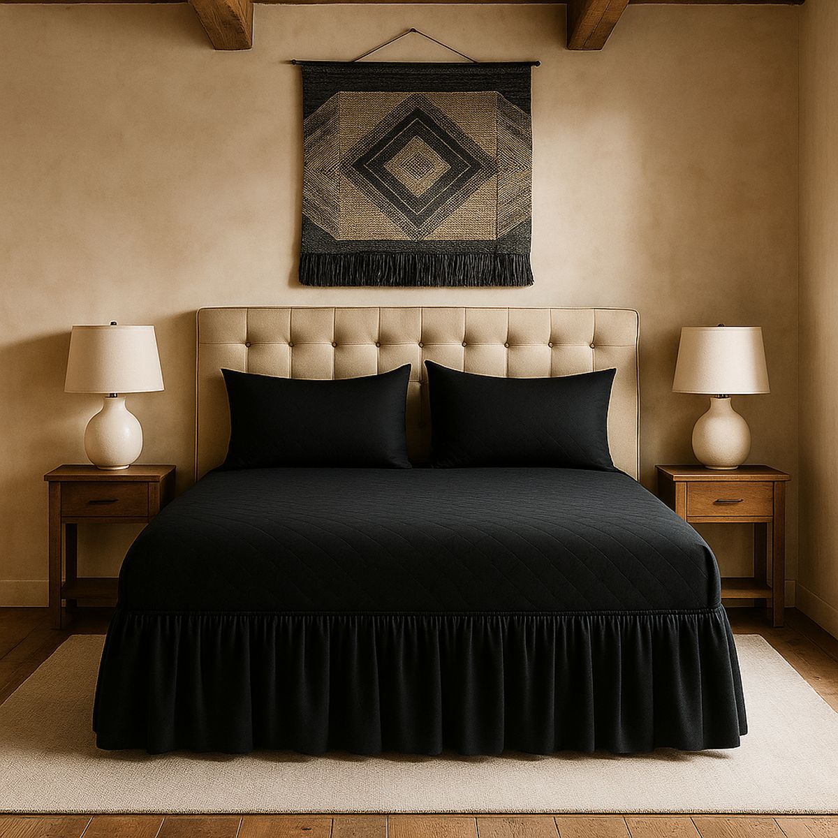 ARMONIA - Volante faldón negro doble 15 plazas con funda protectora