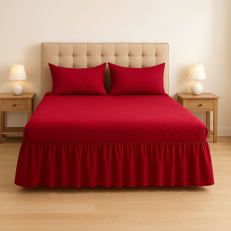 ARMONIA - Faldón doble 25 plazas burdeo estilo acolchado elegante