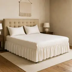 ARMONIA - Faldón blanco cama 15 plazas doble incluye funda adicional