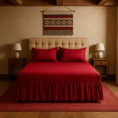 ARMONIA - Faldón acolchado burdeo 20 plazas doble fundas incluidas