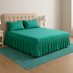 ARMONIA - Faldón turquesa 25 plazas doble acolchado pack de fundas