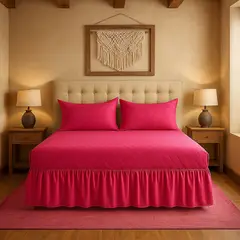 ARMONIA - Faldón fucsia 25 plazas doble acolchado pack de fundas