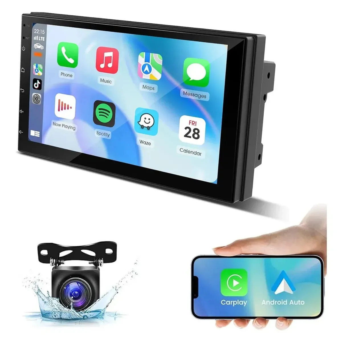 KUANGYE - Radio Auto 2 Din 7 Pulgadas Wifi Gps Android 13.0 + Cámara